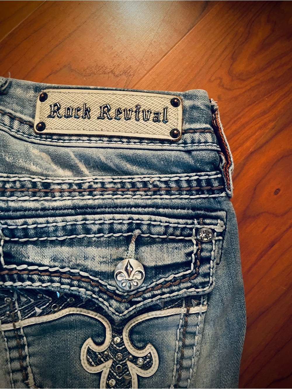 Rock Revival Jeans Wmns 29 32 Doyle Skinny Distressed Stretch Denim Embroidery - Picture 7 of 10